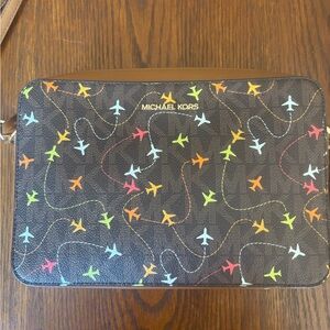 Michael Kors Multicolor Airplane Print Clutch
